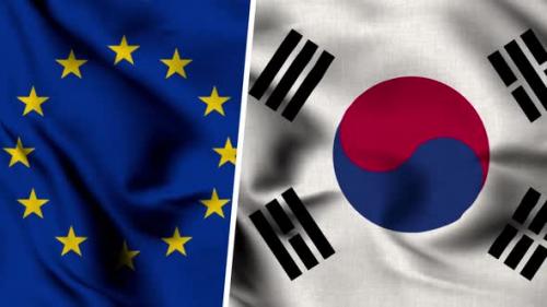 Videohive - Korea South Flag And European Union - 47578025