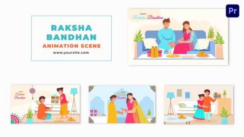 Videohive - Raksha Bandhan Sibling Bonding Flat Character Animation Scene - 47564928
