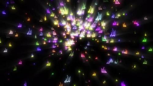 Videohive - Arabic Text Calligraphy Animation Allah,allah Arabic Text Flying On Dark Background, Arabic Text Ani - 47574796