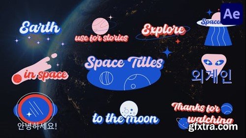Videohive Space Sticker Titles for After Effects 47602841
