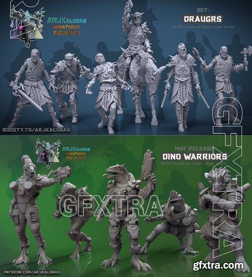 ARJKalobas - Dino Warriors and Draugrs Set – 3D Print Model