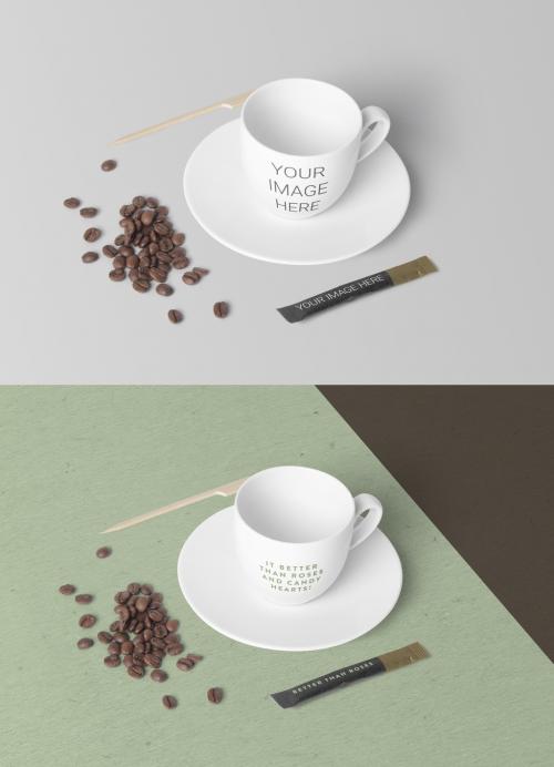Coffee Cup with Coffee Beans Mockup 637878254