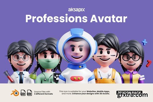 Professions Avatar 3D Icon Pack T384KJH