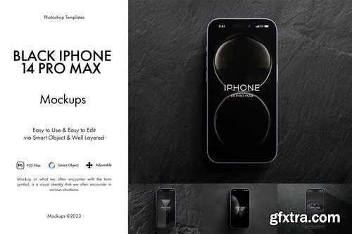 Black iPhone 14 Pro Max Mockup DAN8A8H
