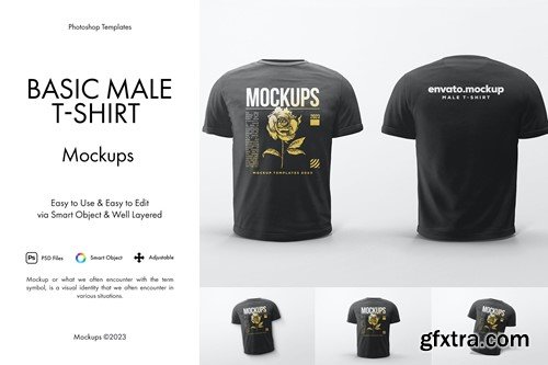 Basic Male T-Shirt Mockup RN62X3W