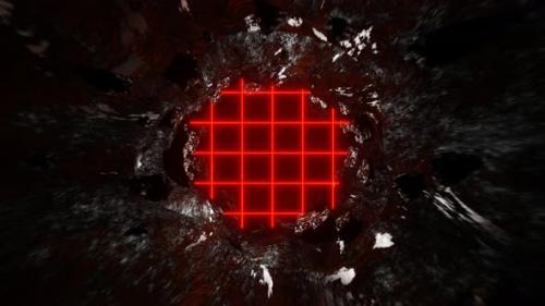 Videohive - Cave With Red Laser Protection Background Vj Loop In 4K - 47574190