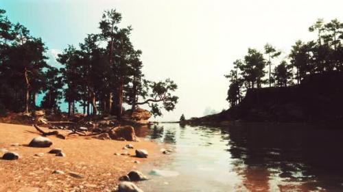 Videohive - Tranquil Mountain Paradise with a Picturesque Lake and Fragrant Pine Trees - 47592589