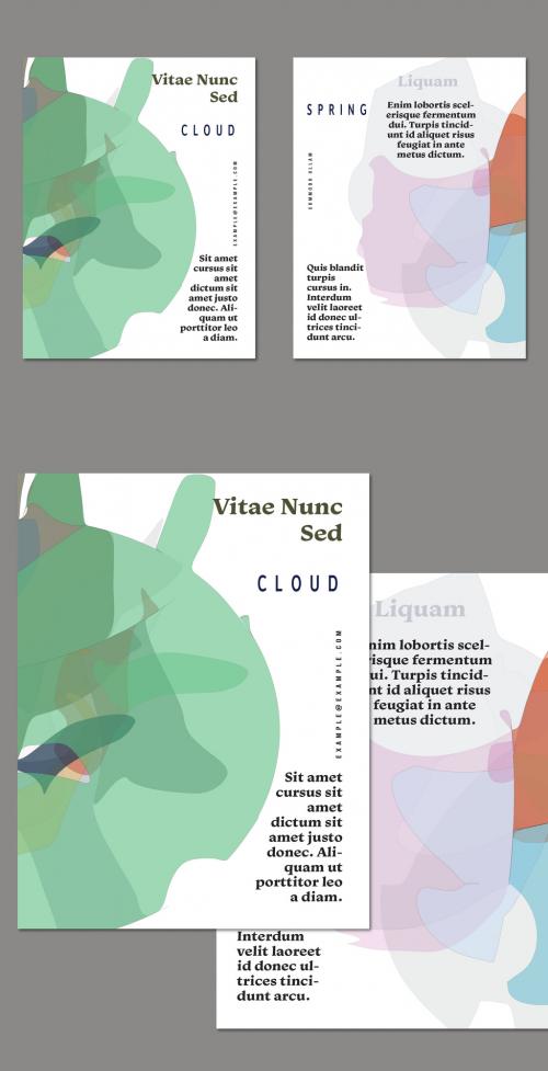 US Letter Flyer with Abstract Multicolored Transparent Floral Shape 637968791
