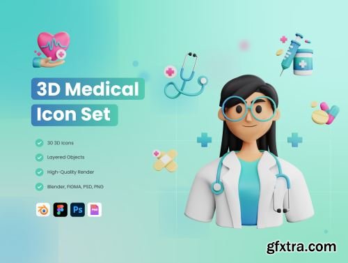 30 3D Medical and Healthcare Icon Set Ui8.net