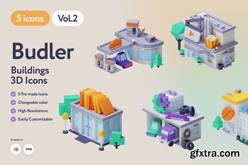 Budler - 3D Buildings Icons Vol.2 SN8WD8V