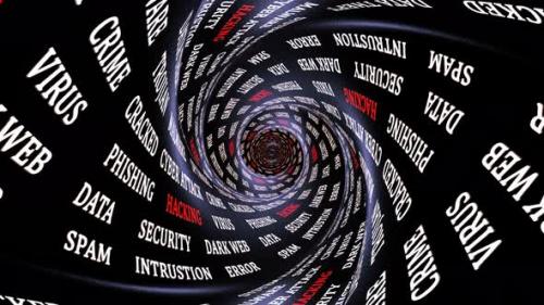 Videohive - Hacking Technology Keywords on the Tunnel Walls, Loop - 47610194