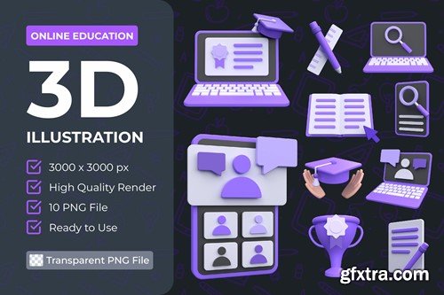 Online Education 3D Illustration V2 KWM58CK