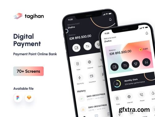 Tagihan Payment Point Online Bank App Ui8.net