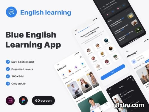 Blue english learning app Ui8.net