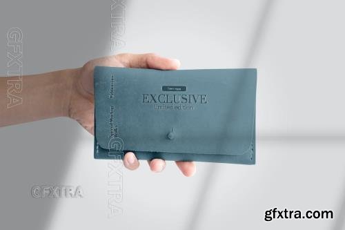 PSD Leather Wallet Mockup with Logo Effect RCWSQCH