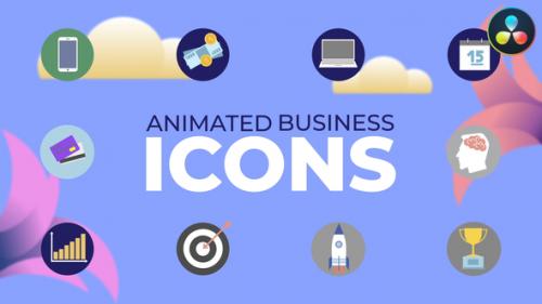 Videohive - Animated Business Icons for DaVinci Resolve - 47595109