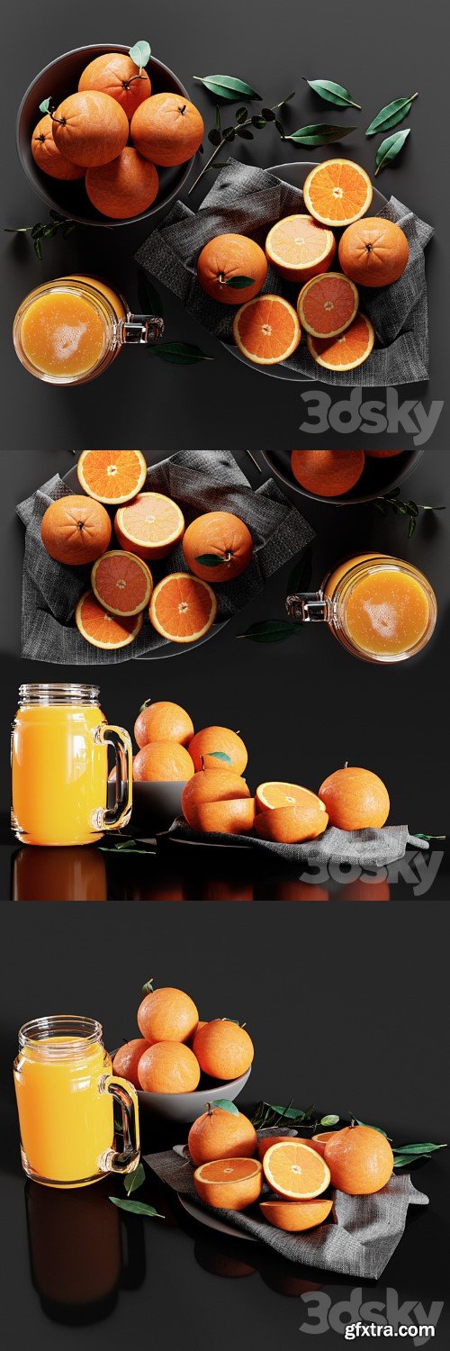 Table Setting with Oranges and Juice