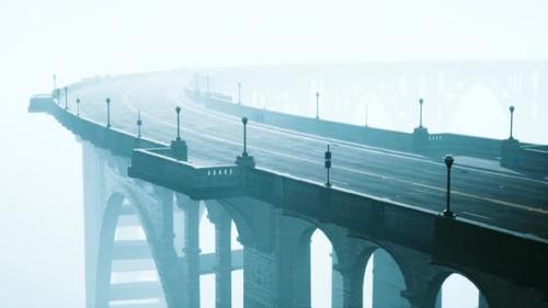 Videohive - View of the Bridge Over the River in Fog - 47640963