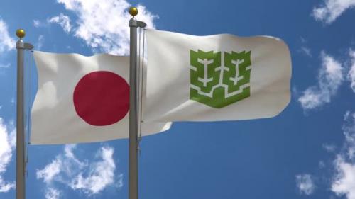 Videohive - Japan Flag Vs Matsuyama City Flag On Flagpole - 47645764