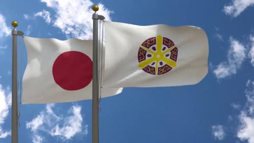 Videohive - Japan Flag Vs Kyoto City Flag On Flagpole - 47645777