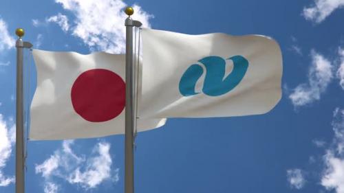 Videohive - Japan Flag Vs Nagasaki Prefecture Flag On Flagpole - 47645981