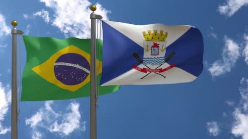 Videohive - Brazil Flag Vs Teresina City Flag Piau On Flagpole - 47646072