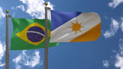 Videohive - Brazil Flag Vs Tocantins Flag On Flagpole - 47646074