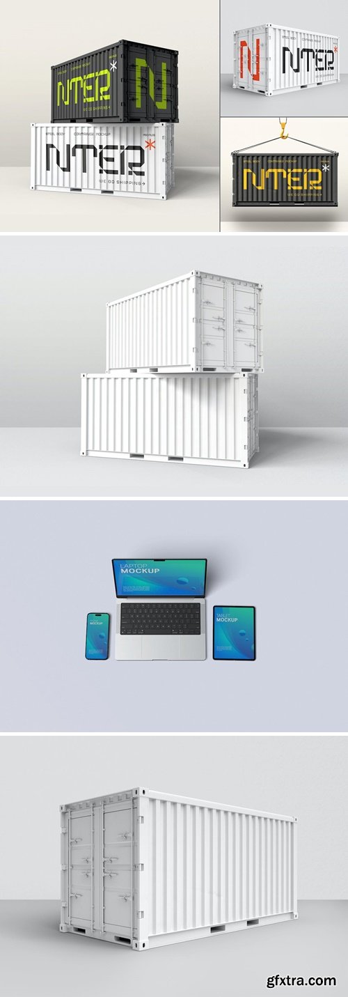 Shipping Container Storage Psd Mockup Set FYGCKY7