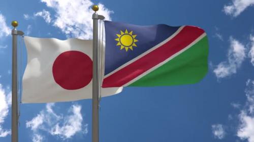 Videohive - Japan Flag Vs Namibia Flag On Flagpole - 47646143