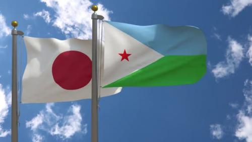 Videohive - Japan Flag Vs Djibouti Flag On Flagpole - 47646153