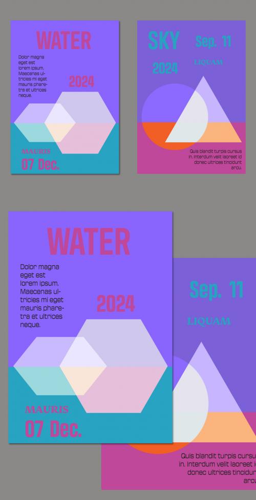 Flyer A4 Template with Simple Overlapping Geometrical Shapes Flat Color 637126902