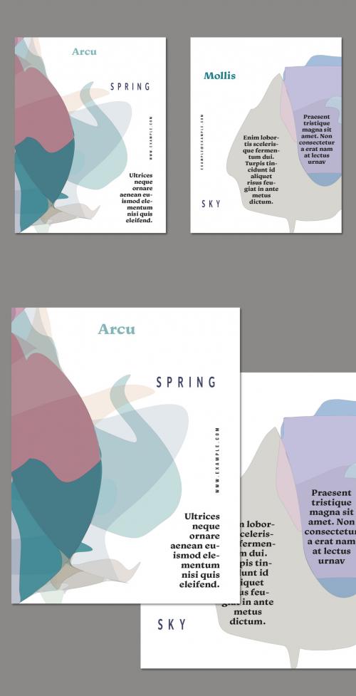 US Letter Flyer with Abstract Multicolored Transparent Floral Shape 637126811