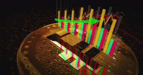 Videohive - Crypto Ruble RUB cryptocurrency golden rotating coin on chart - 47635558