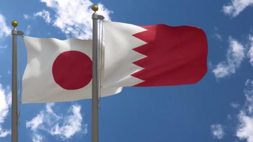 Videohive - Japan Flag Vs Bahrain Flag On Flagpole - 47645623