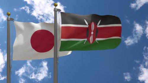 Videohive - Japan Flag Vs Kenya Flag On Flagpole - 47645626