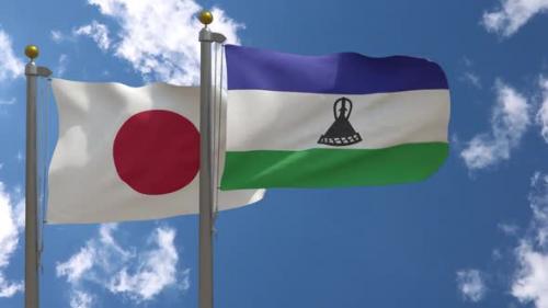 Videohive - Japan Flag Vs Lesotho Flag On Flagpole - 47645628