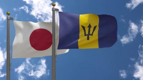 Videohive - Japan Flag Vs Barbados Flag On Flagpole - 47645629