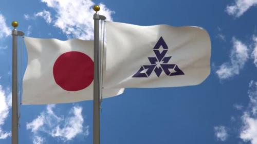 Videohive - Japan Flag Vs Fukuoka City City Flag On Flagpole - 47645765
