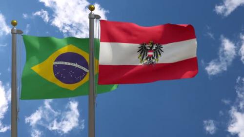 Videohive - Brazil Flag Vs Austria (State) Flag On Flagpole - 47645822