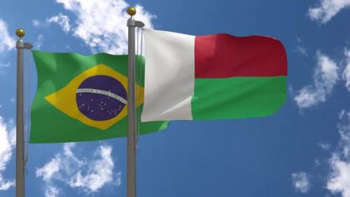 Videohive - Brazil Flag Vs Madagascar Flag On Flagpole - 47645825
