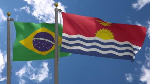 Videohive - Brazil Flag Vs Kiribati Flag On Flagpole - 47645827