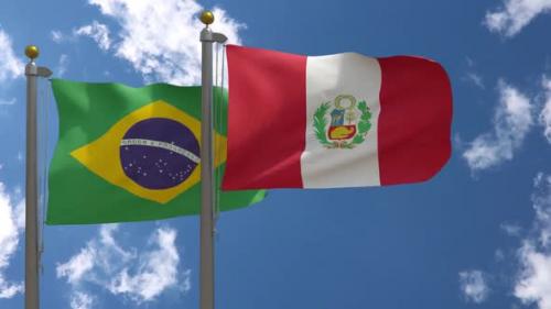 Videohive - Brazil Flag Vs Peru Flag On Flagpole - 47645830
