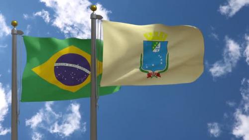 Videohive - Brazil Flag Vs São Luís City Flag (Maranhão) On Flagpole - 47646075