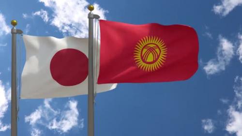 Videohive - Japan Flag Vs Kyrgyzstan Flag On Flagpole - 47646145