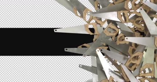 Videohive - 3D Hand Saw Transitions On Alpha - 47631048