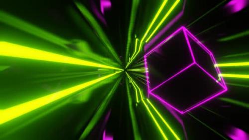 Videohive - Lime And Pink Sci-Fi Neon Weightlessness Tunnel Background Vj Loop In HD - 47631479