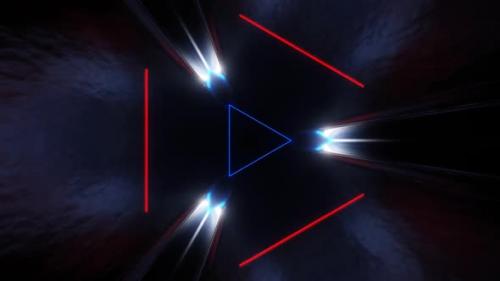 Videohive - Red And Blue Sci-Fi Glossy Triangle Tunnel Background Vj Loop In HD - 47631495