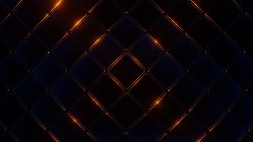 Videohive - Blue And Orange Moving Square Abstraction Background Vj Loop In 4K - 47631502