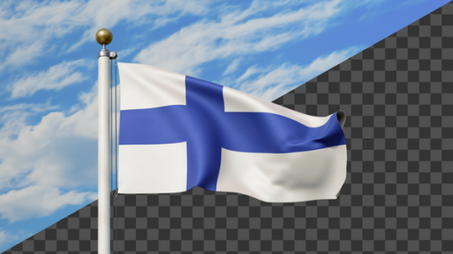 Videohive - Finland Flag Waving on a Flag Pole, Alpha Included - 47636028