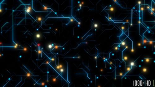 Videohive - Futuristic glowing circuit Board with digital data connections in a loop - 47618668